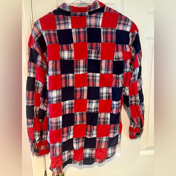 VTG Liz Claiborne Sport Patchwork Plaid Button Up Shirt Womens Size S Red - Picture 2 of 9